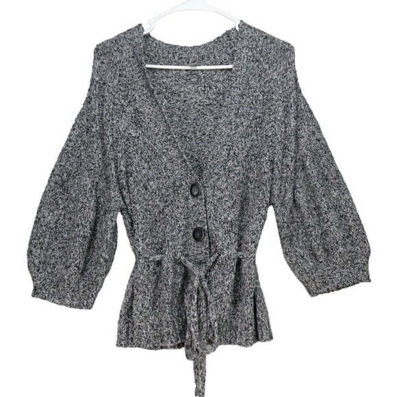 J Jill Balloon Sleeve Cardigan‎ Sweater Women Size L Belted Grey Boho - Picture 1 of 8